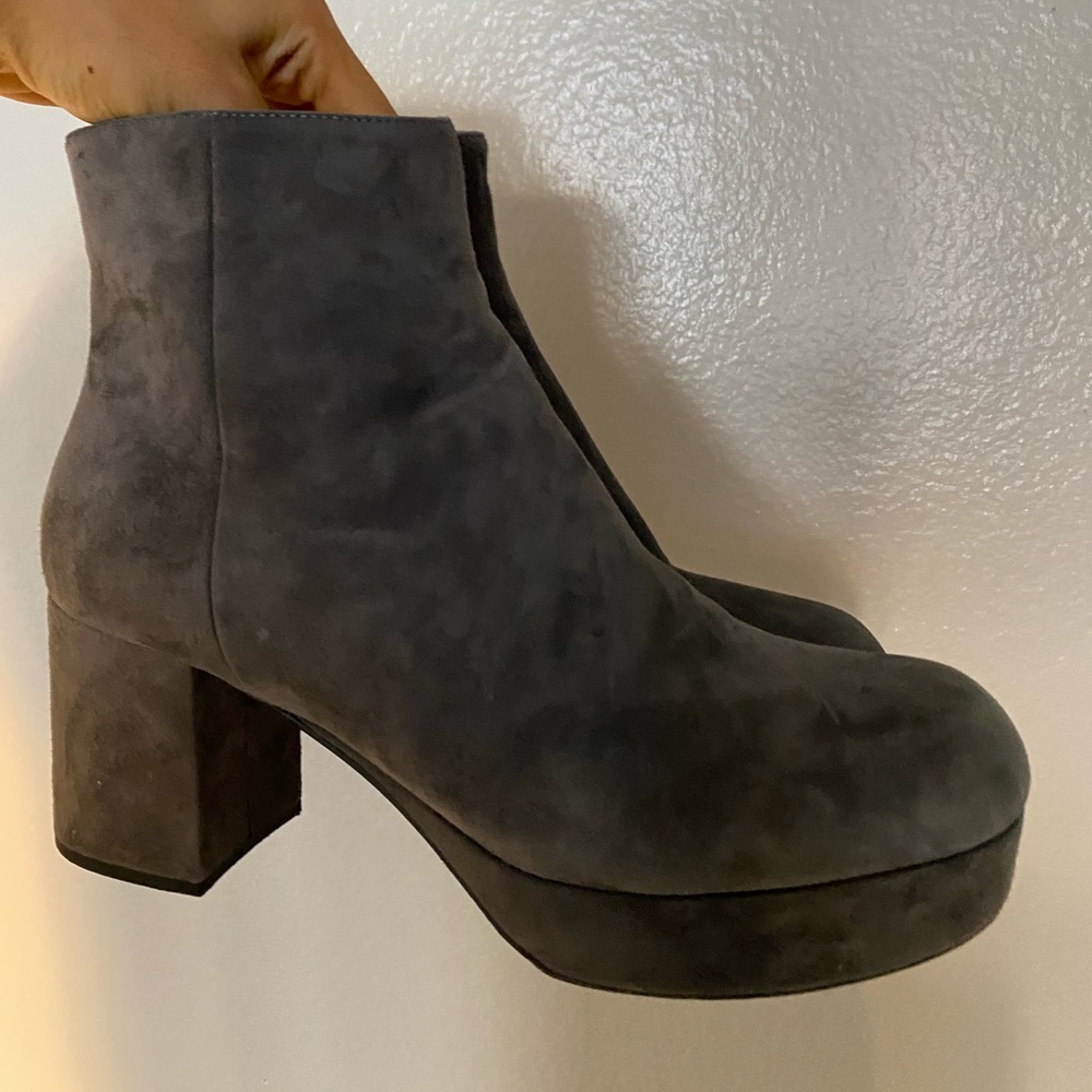 Prada Grey Suede Ankle Boots
